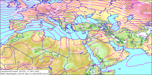 500hPa +24 Hours 31/08/2026 10:16